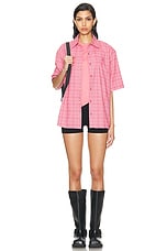 Acne Studios Face Dry Flannel Top in Tango Pink, view 5, click to view large image.