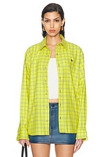 Acne Studios Face Button Up Shirt in Yellow & Green, view 1, click to view large image.