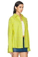Acne Studios Face Button Up Shirt in Yellow & Green, view 2, click to view large image.