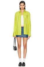 Acne Studios Face Button Up Shirt in Yellow & Green, view 4, click to view large image.
