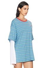 Acne Studios Stripe Face Shirt in Sea Blue, view 2, click to view large image.