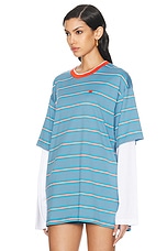 Acne Studios Stripe Face Shirt in Sea Blue, view 3, click to view large image.
