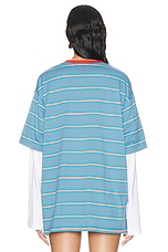 Acne Studios Stripe Face Shirt in Sea Blue, view 4, click to view large image.