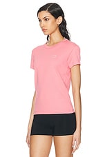 Acne Studios Face Crystal Baby Tee in Tango Pink, view 3, click to view large image.