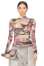Acne Studios Denise Moto Frame Top in Pink Multicolor, view 1, click to view large image.