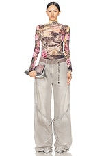 Acne Studios Denise Moto Frame Top in Pink Multicolor, view 4, click to view large image.