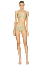 Acne Studios Eini Two Piece Swimsuit in Sage Green, view 1, click to view large image.