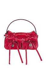 Acne Studios Multipocket Micro Crinkled Bag in Red, view 3, click to view large image.