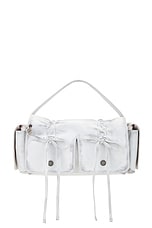 Acne Studios Multipocket Vintage Bag in White & Grey, view 1, click to view large image.