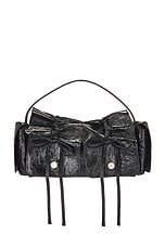 Acne Studios Multipocket Mini Patent Crinkled Bag in Black, view 1, click to view large image.