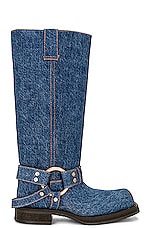 Acne Studios Moto Boot in Blue, view 1, click to view large image.