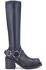 Acne Studios Tall Moto Boot in Black, view 1, click to view large image.