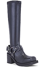 Acne Studios Tall Moto Boot in Black, view 2, click to view large image.