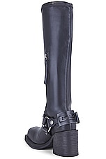Acne Studios Tall Moto Boot in Black, view 3, click to view large image.