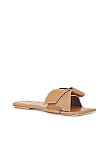 Acne Studios Bow Slide in Camel Brown, view 2, click to view large image.