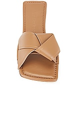 Acne Studios Bow Slide in Camel Brown, view 4, click to view large image.