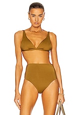 ASCENO The Cannes Bikini Top in Green Gold, view 1, click to view large image.