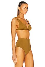 ASCENO The Cannes Bikini Top in Green Gold, view 2, click to view large image.
