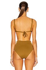 ASCENO The Cannes Bikini Top in Green Gold, view 3, click to view large image.