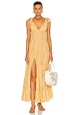 ADRIANA DEGREAS Tortoise Long Dress in Yellow, view 1, click to view large image.