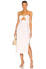 ADRIANA DEGREAS Montaigne Cut-Out Midi Dress in Off White, view 1, click to view large image.