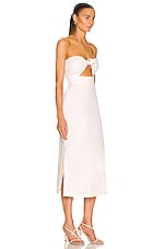 ADRIANA DEGREAS Montaigne Cut-Out Midi Dress in Off White, view 2, click to view large image.