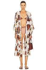 ADRIANA DEGREAS Arisaema Long Robe in Off White, view 1, click to view large image.