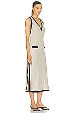 ADRIANA DEGREAS Tricot Long Dress in Beige Striped, view 2, click to view large image.