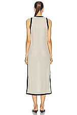 ADRIANA DEGREAS Tricot Long Dress in Beige Striped, view 3, click to view large image.