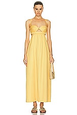 ADRIANA DEGREAS Matelasse Cotton Long Dress in Yellow, view 1, click to view large image.