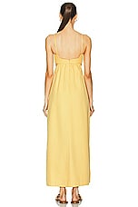 ADRIANA DEGREAS Matelasse Cotton Long Dress in Yellow, view 3, click to view large image.
