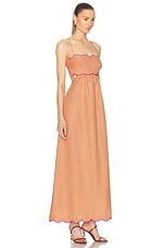 ADRIANA DEGREAS Seashell Solid Cut Out Long Dress in Peach, view 2, click to view large image.