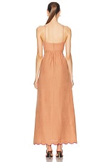 ADRIANA DEGREAS Seashell Solid Cut Out Long Dress in Peach, view 3, click to view large image.