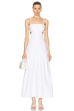 ADRIANA DEGREAS Solid Cut Out Long Dress in Off White, view 1, click to view large image.