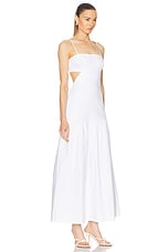 ADRIANA DEGREAS Solid Cut Out Long Dress in Off White, view 2, click to view large image.