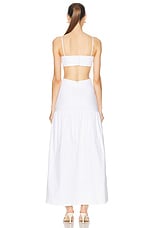 ADRIANA DEGREAS Solid Cut Out Long Dress in Off White, view 3, click to view large image.