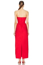 ADRIANA DEGREAS Solid Double Knot Long Dress in Red, view 3, click to view large image.