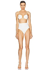ADRIANA DEGREAS La Mer Coquillage High Waisted Bikini Set in Off White, view 1, click to view large image.