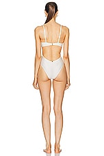 ADRIANA DEGREAS Matelasse Cut Outs Swimsuit in Off White, view 3, click to view large image.