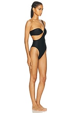 ADRIANA DEGREAS Holiday One Shoulder One Piece Swimsuit in Black, view 2, click to view large image.