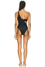 ADRIANA DEGREAS Holiday One Shoulder One Piece Swimsuit in Black, view 4, click to view large image.