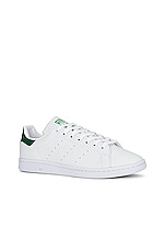 adidas Originals Stan Smith in White & Green, view 2, click to view large image.