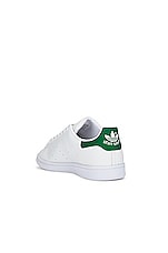 adidas Originals Stan Smith in White & Green, view 3, click to view large image.