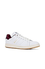 adidas Originals Stan Smith Shoe in White, Off White, & Shadow Red, view 2, click to view large image.