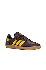 adidas Originals Samba Og Sneaker in Dark Brown, Preloved Yellow, & Gum 4, view 2, click to view large image.