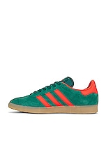 adidas Originals Gazelle Sneaker in Collegiate Green, Preloved Red, & Gum, view 5, click to view large image.