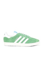 adidas Originals Gazelle Sneaker in Preloved Green, White, & Core White, view 1, click to view large image.