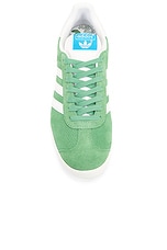 adidas Originals Gazelle Sneaker in Preloved Green, White, & Core White, view 4, click to view large image.