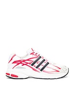 adidas Originals Adistar Cushion Sneaker in White, Core Black, & Better Scarlet, view 1, click to view large image.