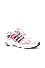 adidas Originals Adistar Cushion Sneaker in White, Core Black, & Better Scarlet, view 2, click to view large image.